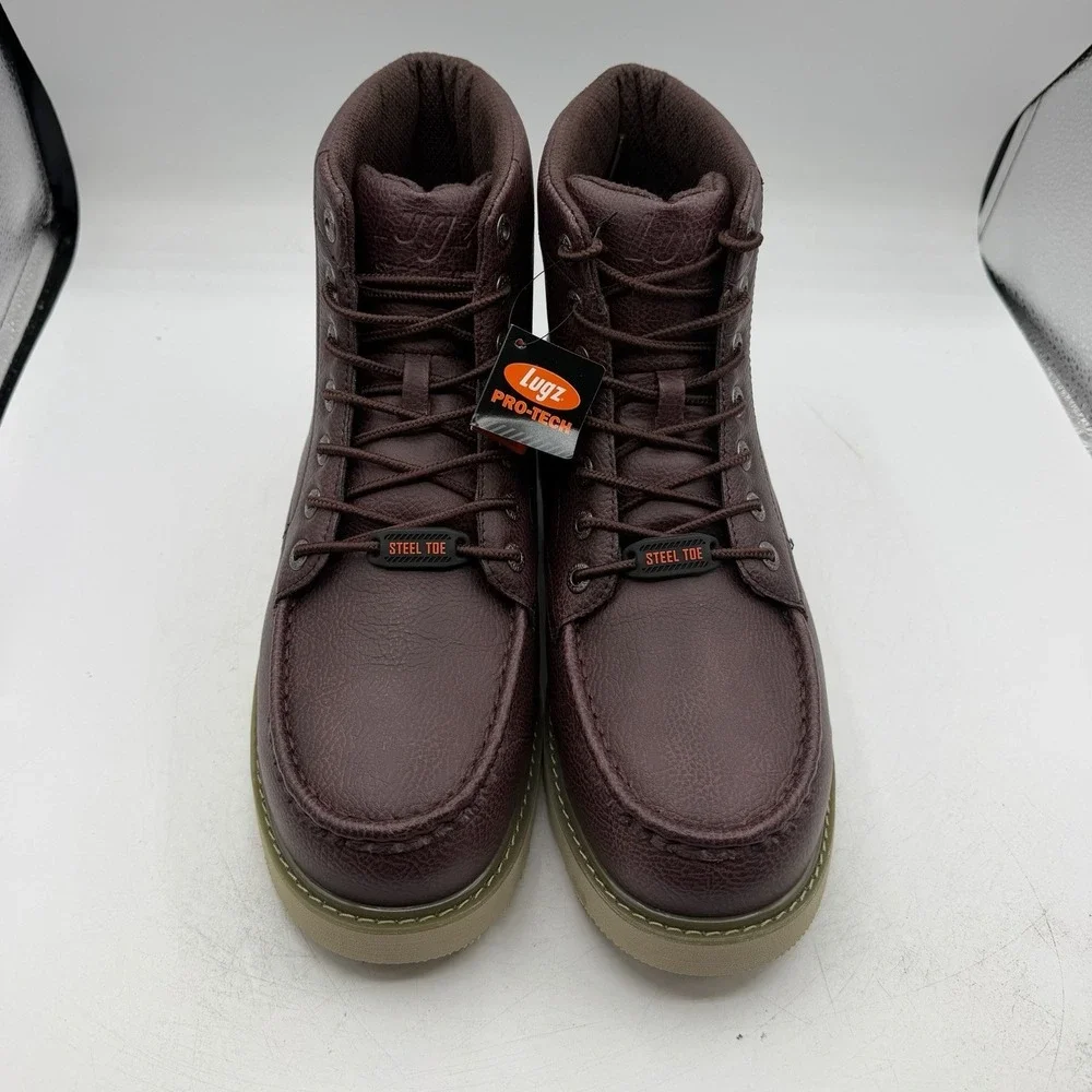 Lugz Monterey Work Boots Men Sz 12 D Oxblood Red 5 Inch Slip Resistant Steel Toe